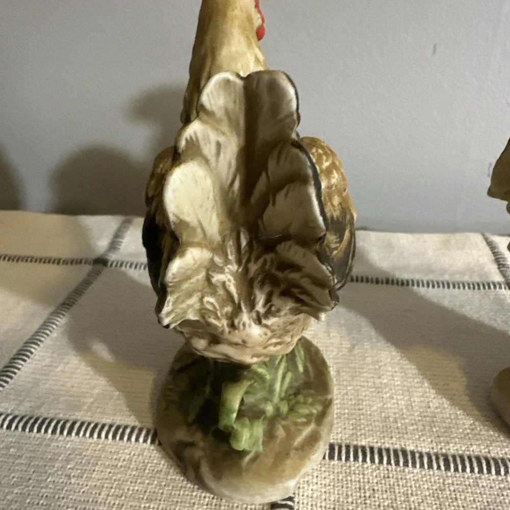 Homco Rooster and Hen Figurines Ceramic Chicken Country Decor 1446‎ 1445 Vintage